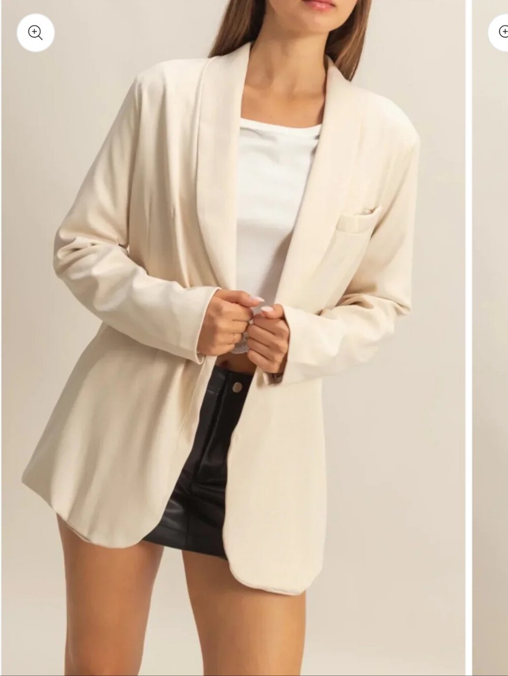 Women's Cream Open-Front Blazer Jacket